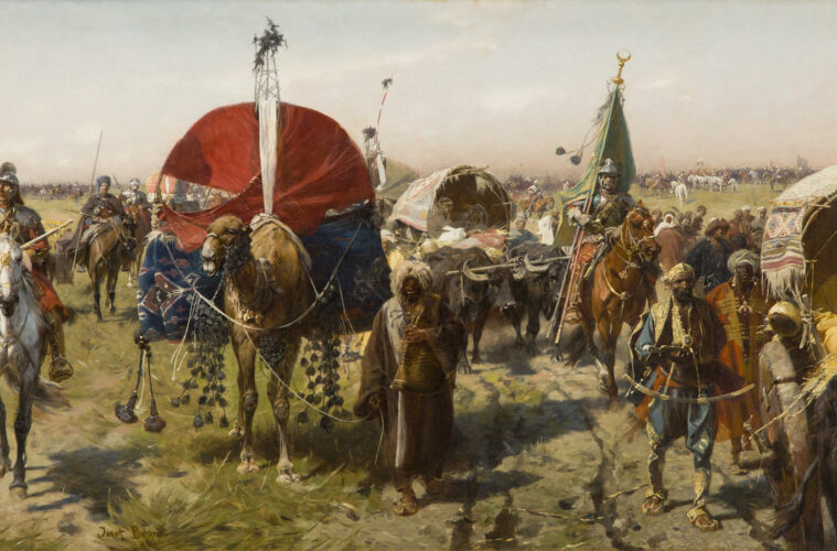 Józef Brandt, Pochód z łupami - powrót z wyprawy wiedeńskiej, ok.  1883-84, Desa Unicum, sprzedana za 2 360 000 zł z opłatą aukcyjną