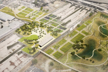 Los Angeles: Frank Gehry chce przykryć koryto rzeki wiszącymi parkami.2