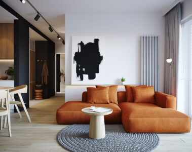 YONO-Architecture-1-architekt-projektant-studio-wnetrz-Torun-Poznan-salon-z-wygodna-sofa-drewniana-podloga