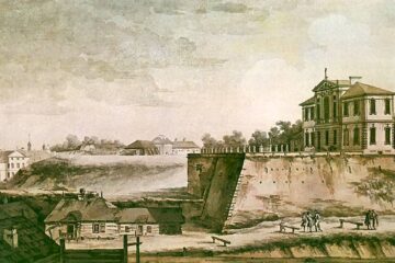 Zygmunt Vogel, widok pałacu Ordynackiego i klasztoru św. Kazimierza, 1785 rok.