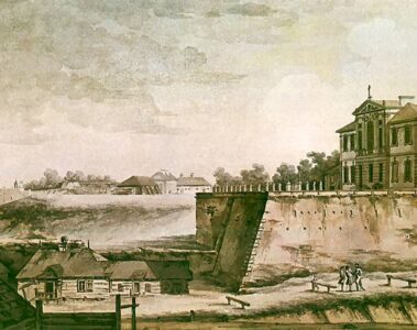 Zygmunt Vogel, widok pałacu Ordynackiego i klasztoru św. Kazimierza, 1785 rok.