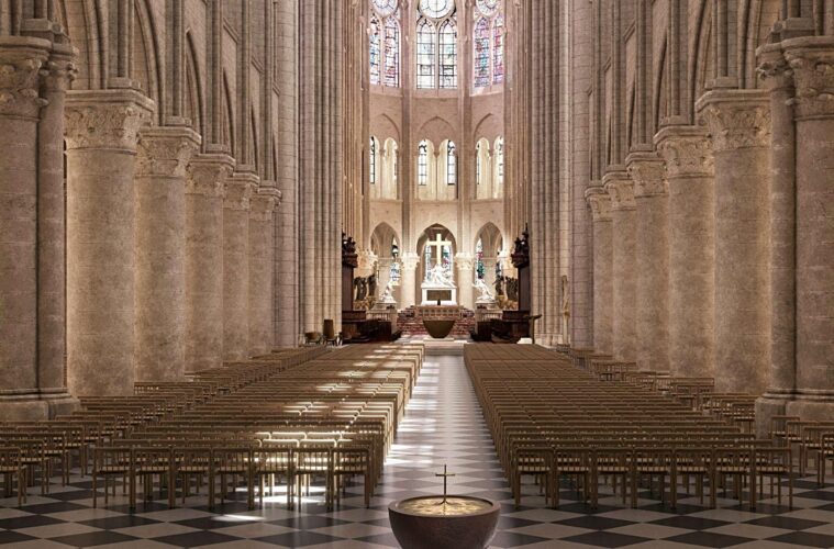 Montage mise en situation de l’aménagement intérieur de la cathédrale_c