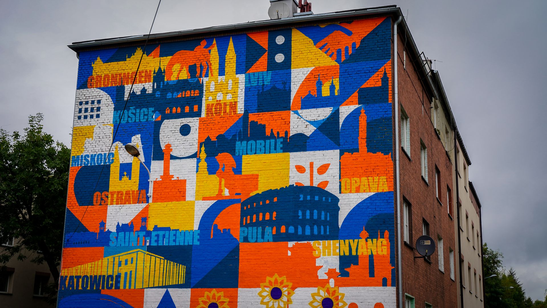 Mural Miast Partnerskich w Katowicach